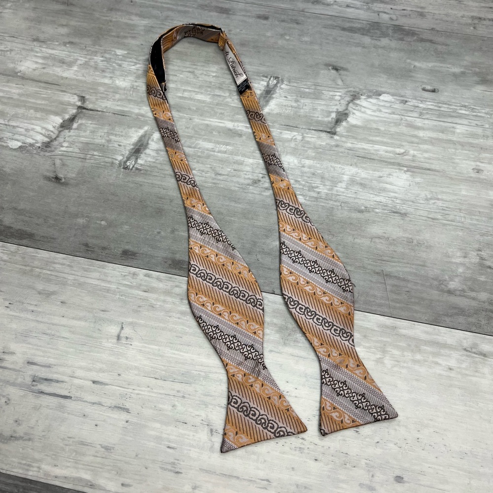 St. Patrick Gold & Grey Stripe Bowtie